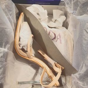 Top Moda Clear Toe Stiletto Heels Womens Wedding Shoes 6 Beige Ankle Strap
